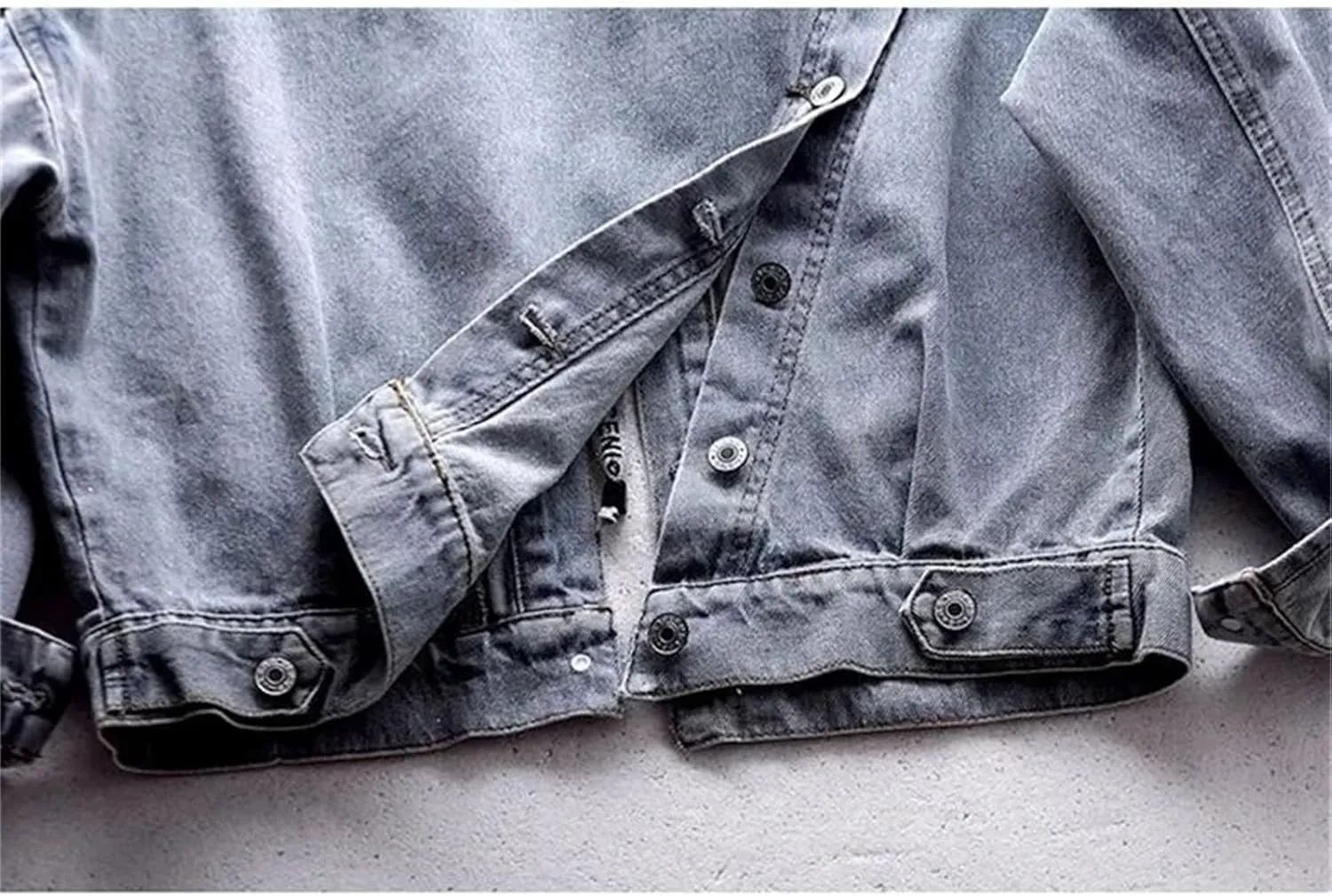 Women's Vintage Washed Boyfriend Denim Jacket For Women Casual Jean Coat Outwear With Patchwork Hooded
