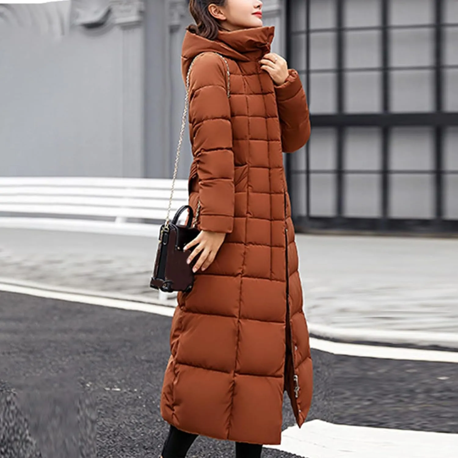 Womens Winter Coats Long Puffer Jackets Warm Maxi Down Coats Hooded Quilted Jackets Thicken Parka Windproof Outerwear