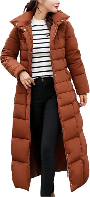 Womens Winter Coats Long Puffer Jackets Warm Maxi Down Coats Hooded Quilted Jackets Thicken Parka Windproof Outerwear