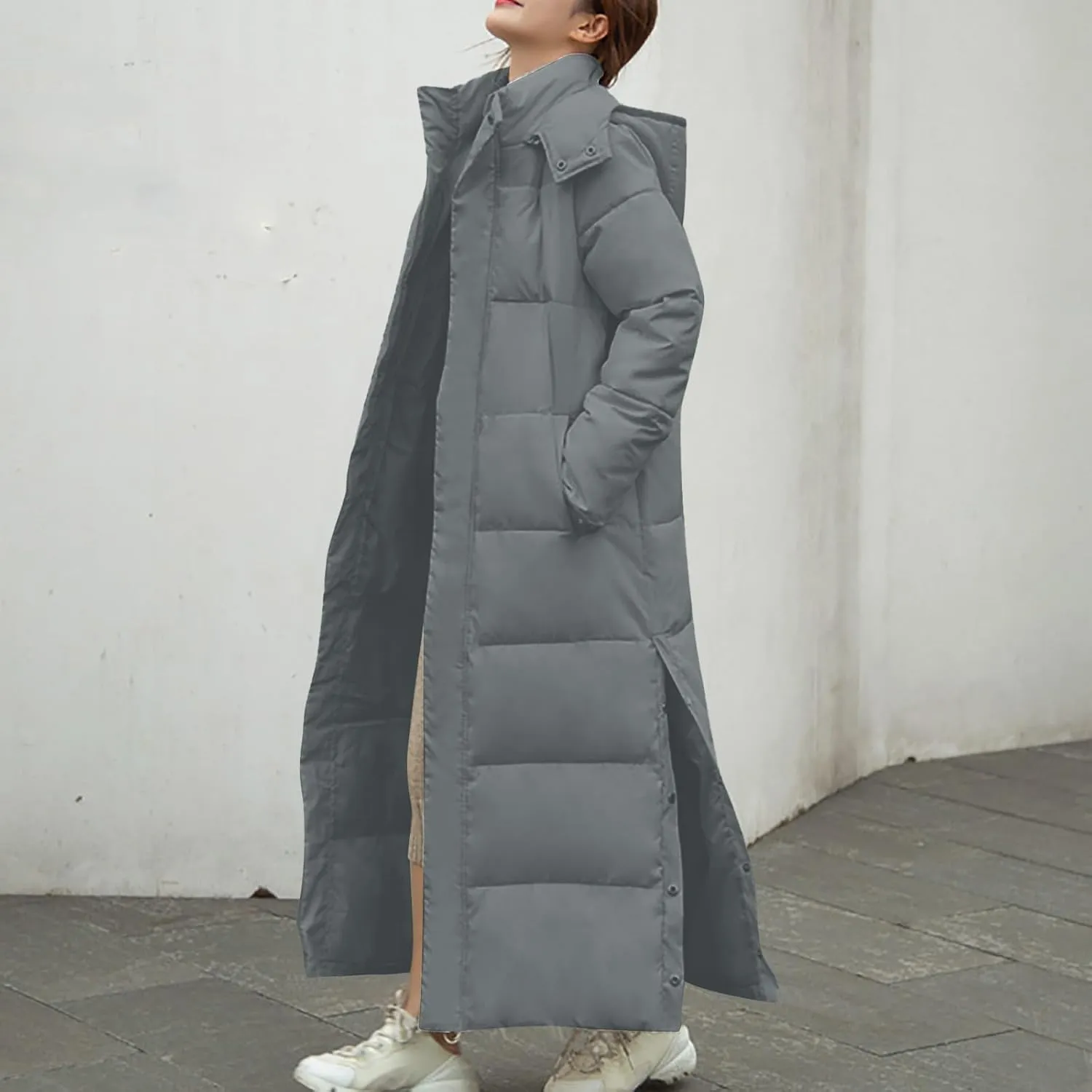Women's Winter Full Long Puffer Coats Hooded Zip up Thickened down Jackets Outdoor Ice Skating Warm Clothes Outerwear