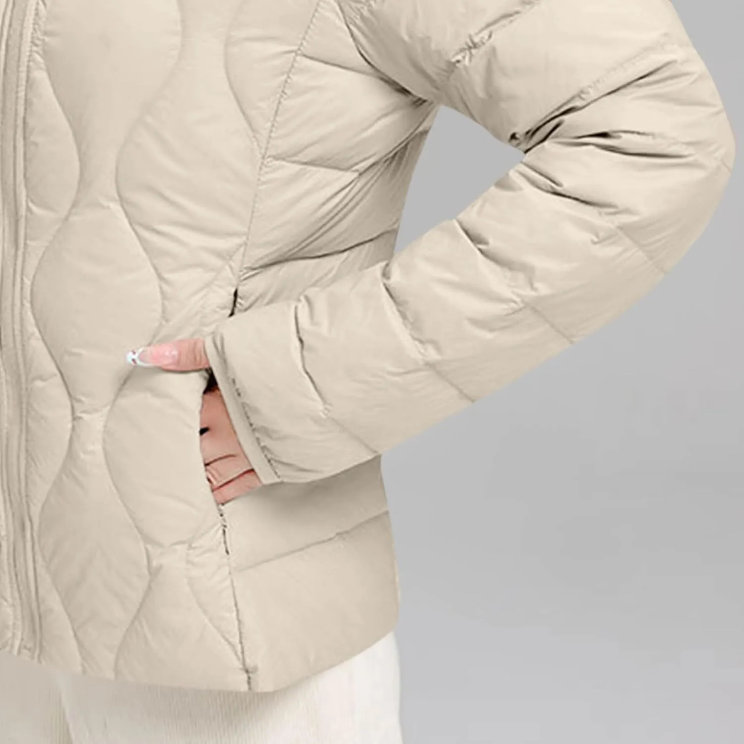 Women's Winter Lightweight Quilted Jackets Fashion Casual Long Sleeve Zip Puffer Down Coats Teen Girls Padded Jackets