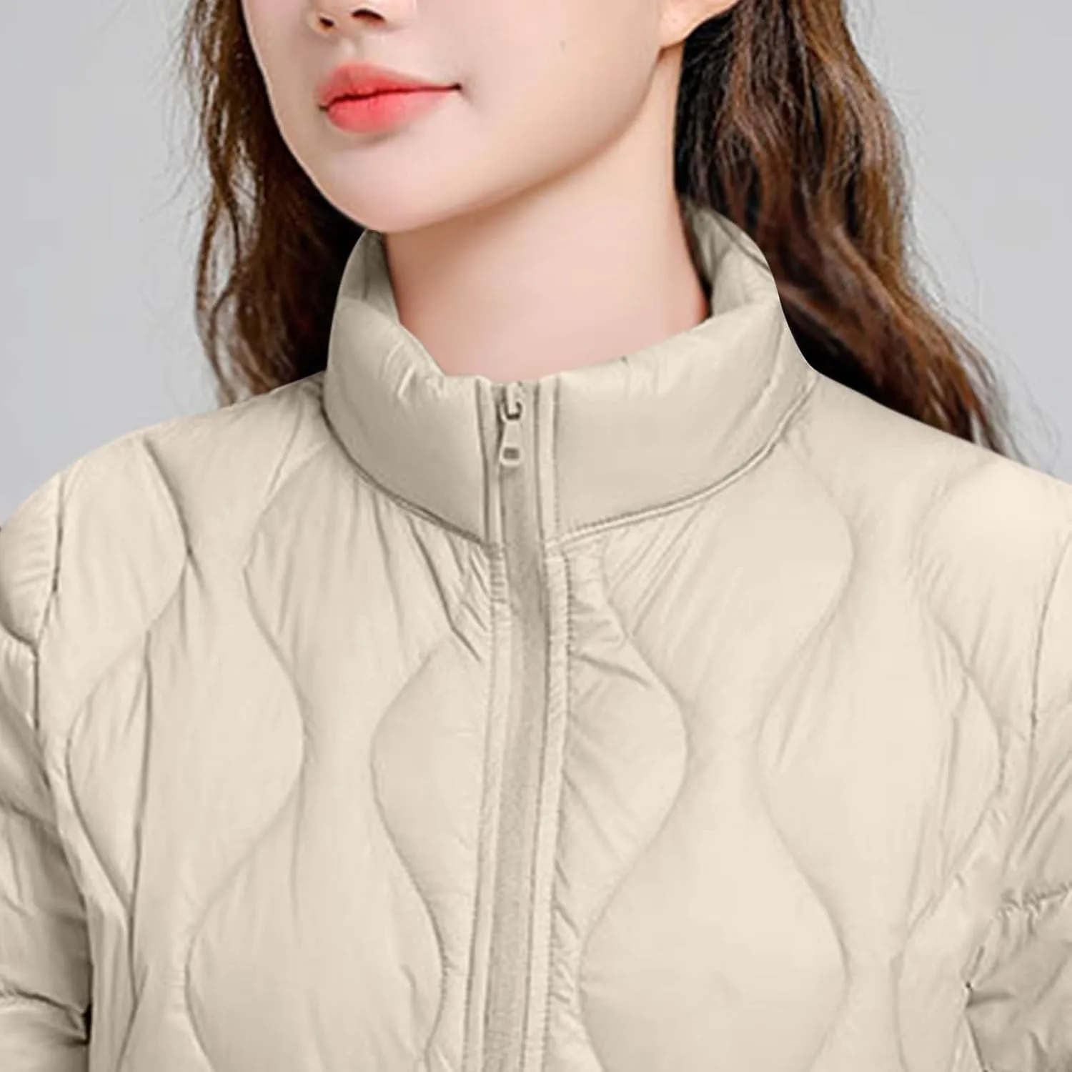 Women's Winter Lightweight Quilted Jackets Fashion Casual Long Sleeve Zip Puffer Down Coats Teen Girls Padded Jackets