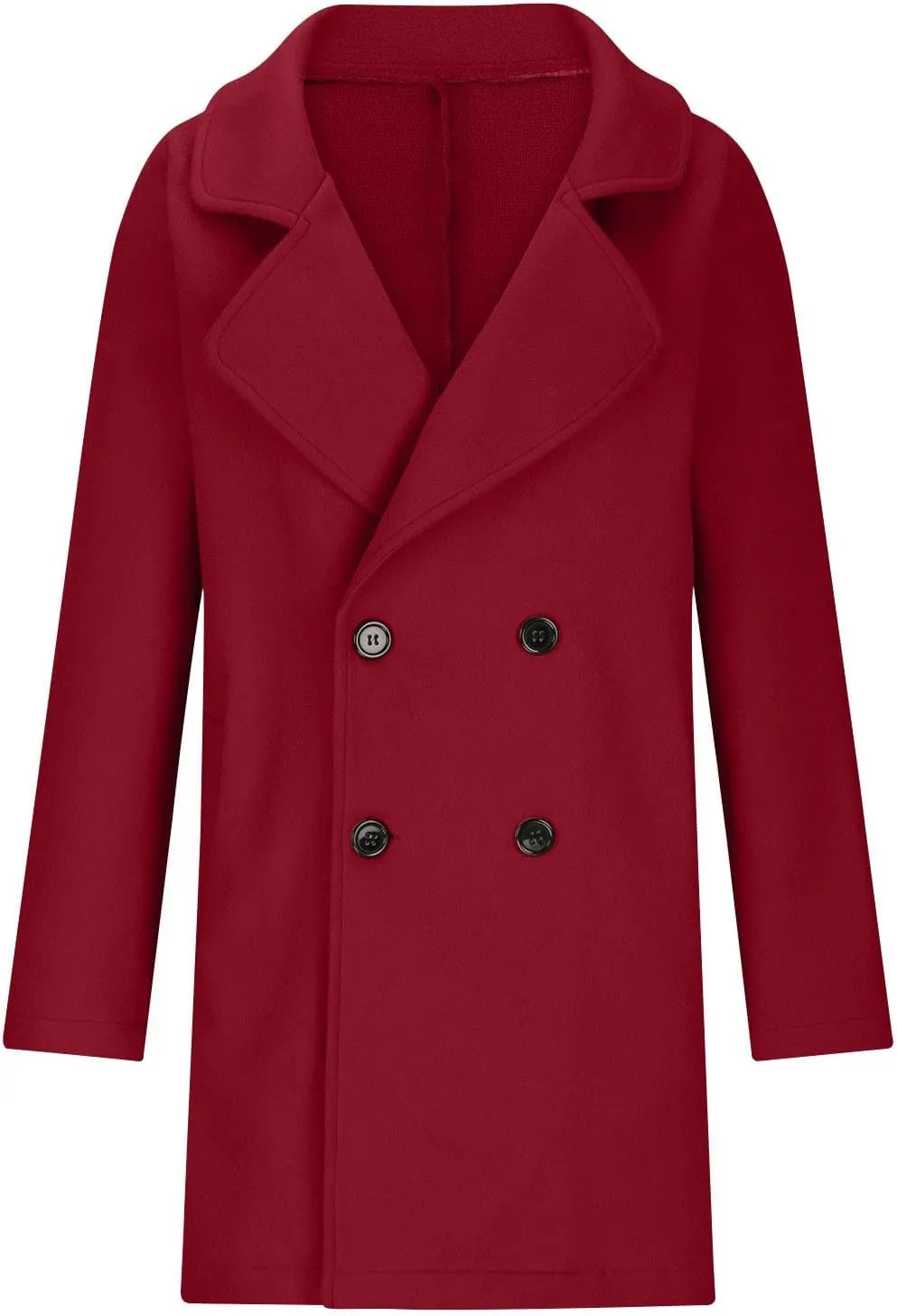 Womens Wool Blend Coat Double Breasted Long Trench Coat Elegant Notch Lapel Work Office Comfy Slim Fit Jackets