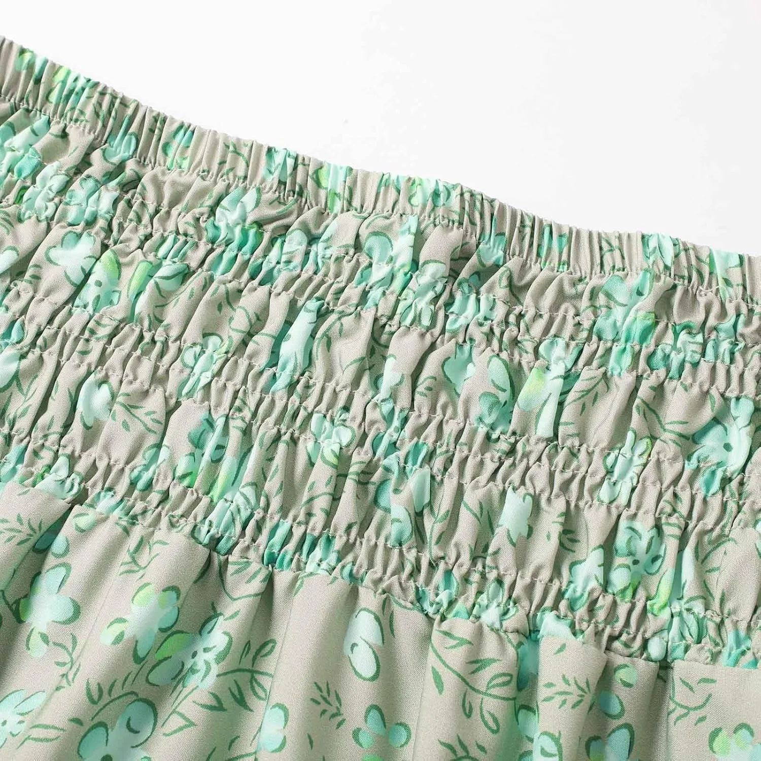 Workout Skirts for Women 2025 Summer Bohemian Floral Skirt High Elastic Waist Renaissance Skirt for Vacation Clothes