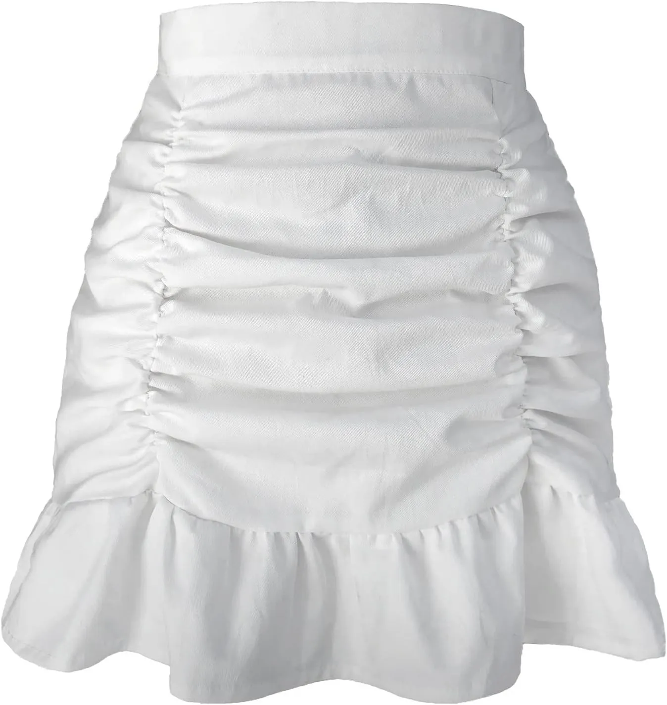 Workout Skirts for Womens Women's Short Mini Skirts Solid Pleated Ruffle Skirt High Waist Hip Wrap Pleated Skirts