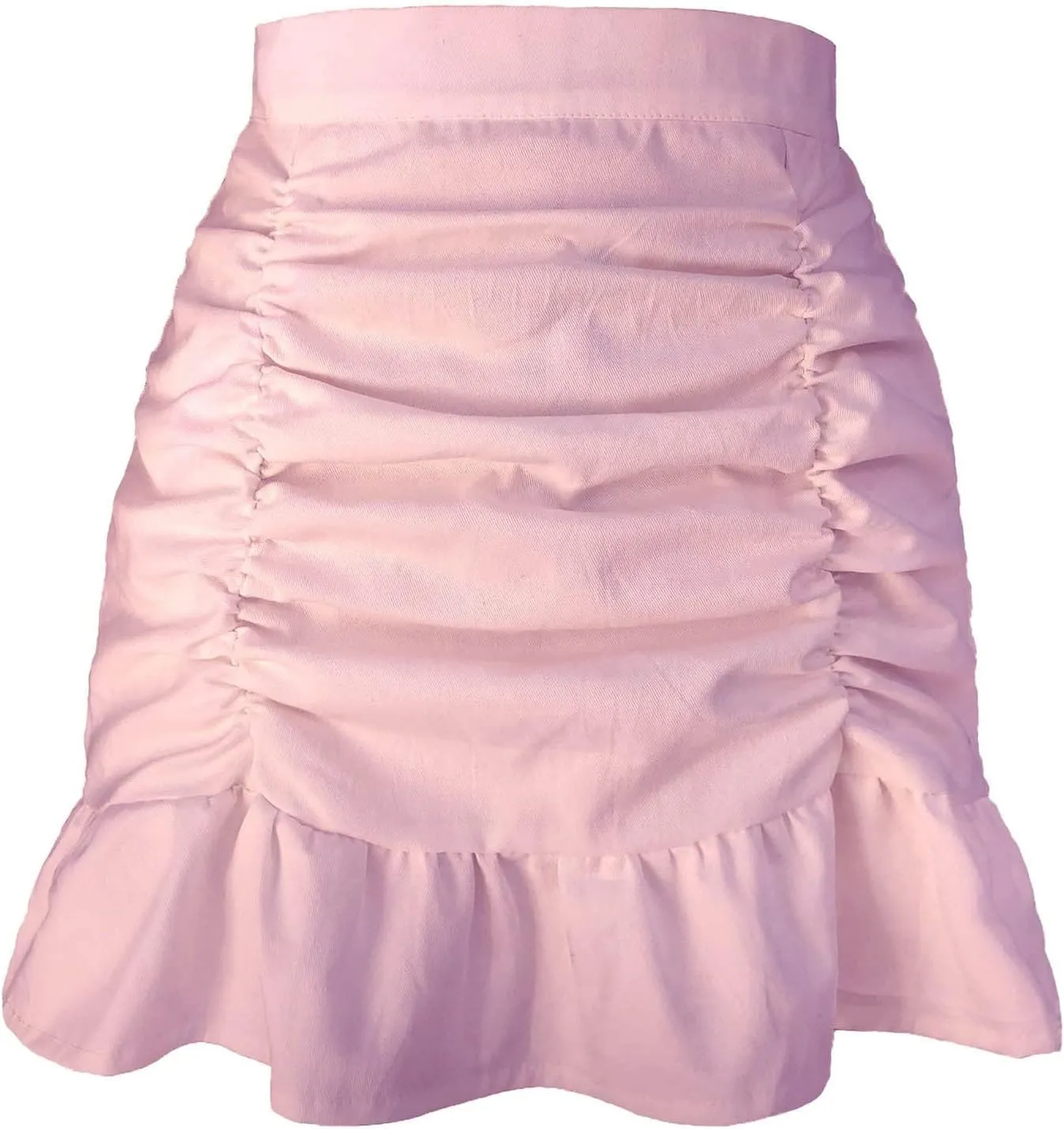 Workout Skirts for Womens Women's Short Mini Skirts Solid Pleated Ruffle Skirt High Waist Hip Wrap Pleated Skirts