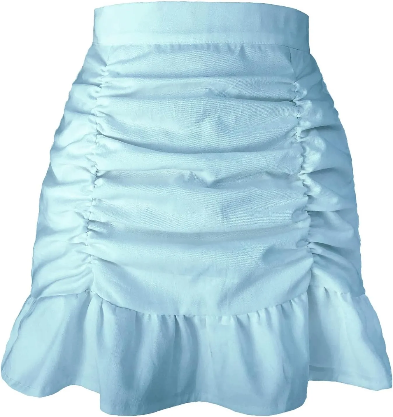 Workout Skirts for Womens Women's Short Mini Skirts Solid Pleated Ruffle Skirt High Waist Hip Wrap Pleated Skirts