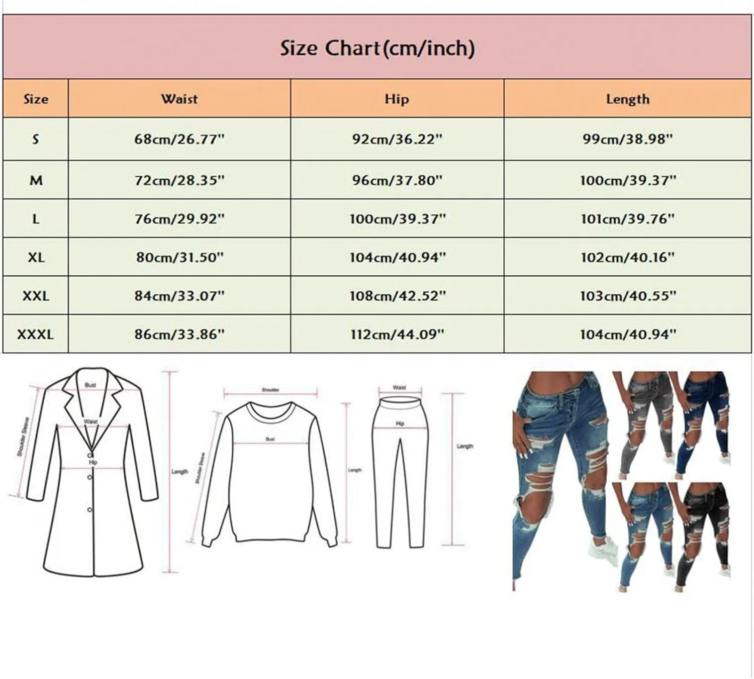 WUAI-Women High Waisted Stretch Ripped Skinny Jeans Plus Size Boyfriend Distressed High Rise Slim Fit Denim Pants Trousers