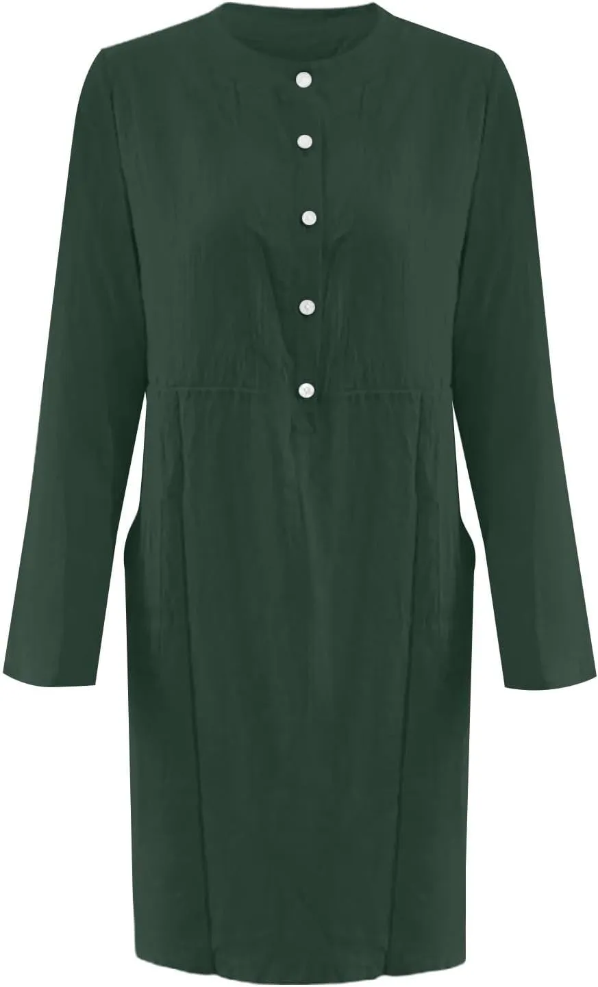 XOWRTE Work Dresses for Women 2025 Spring Business Formal Long Sleeve Dress Cotton Linen Button Down Elegant Office Outfits