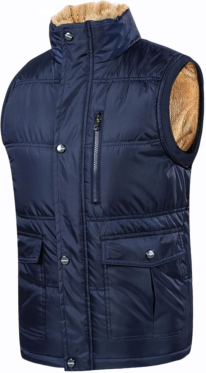Ymosrh Men's Jacket Winter Puffer Down Alternative Vest Jacket Waterproof Bubble Coats Lightweight Jacket, M-7XL
