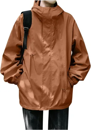 Ymosrh Men's Jackets Casual Stylish Jacket Water Resistant Lightweight Rain Jacket Outdoor Casual Sportswear Jackets