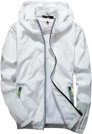 Ymosrh Men's Rain Coats Lightweight Windbreaker Casual Refleciton Zip Up Jackets with Hood Winter Jackets, M-7XL