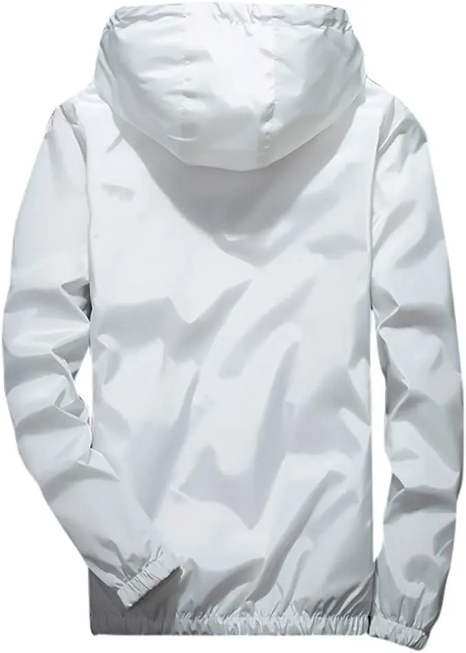 Ymosrh Men's Rain Coats Lightweight Windbreaker Casual Refleciton Zip Up Jackets with Hood Winter Jackets, M-7XL