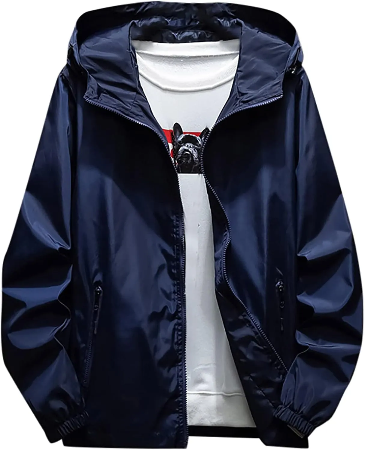 Ymosrh Men's Rain Coats Windproof Jacket Waterproof Lightweight Sport Hooded Windbreaker Raincoat Jacket