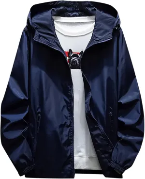 Ymosrh Men's Rain Coats Windproof Jacket Waterproof Lightweight Sport Hooded Windbreaker Raincoat Jacket
