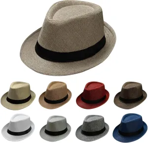 YOLAI Men Women Stra𝐰 Fedora Trilb𝐲 Hat Stra𝐰 Sun Hat Panama Hat Beach Sun Hat Short Brim Jazz Cap Cowboy Hat