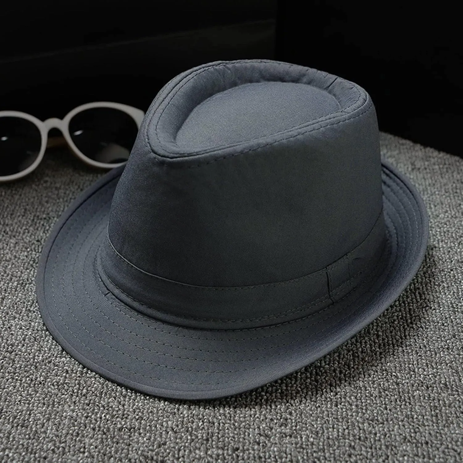 YOLAI Stra𝐰 Fedora Hat for Men Panama Hat Short Brim Summer Summer Trilb𝐲 Hat Sun Hat Trilb𝐲 Fedora Hat