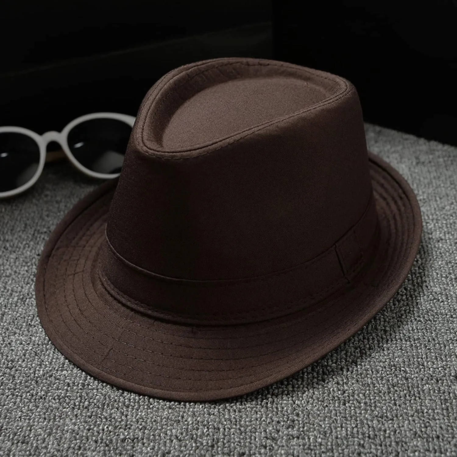 YOLAI Stra𝐰 Fedora Hat for Men Panama Hat Short Brim Summer Summer Trilb𝐲 Hat Sun Hat Trilb𝐲 Fedora Hat