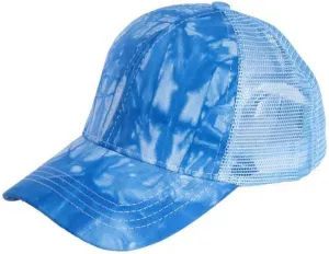 YOLAI Tie-dye Print Ponytail Cap Mesh Breathable Trucker Hat Sunscreen Adjustable Baseball Caps Visors Cap for Men Women