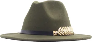 YOLAI Wide Brim Fedora Hats for Women and Men Classic Fel𝐭 Panama Hat Men'S Two Tone Dress Hat with Belt Buckle