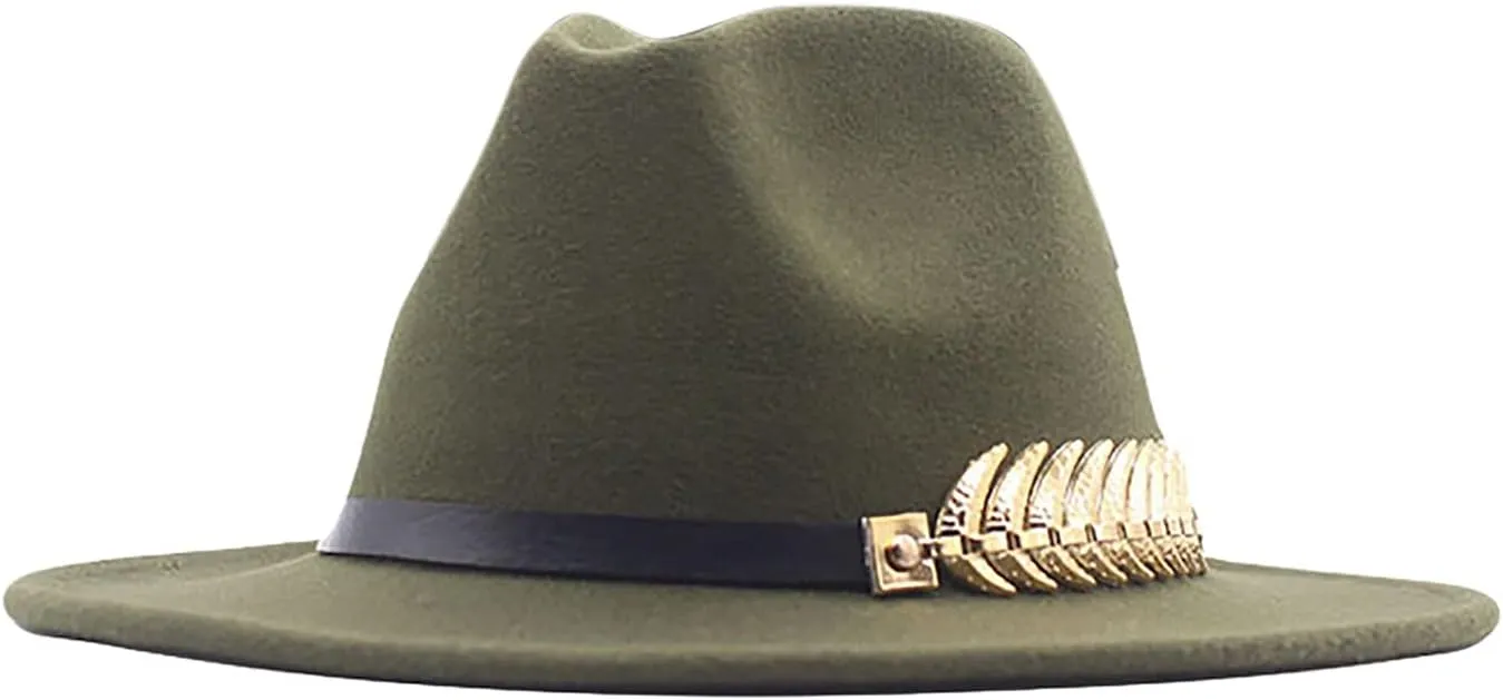 YOLAI Wide Brim Fedora Hats for Women and Men Classic Fel𝐭 Panama Hat Men'S Two Tone Dress Hat with Belt Buckle