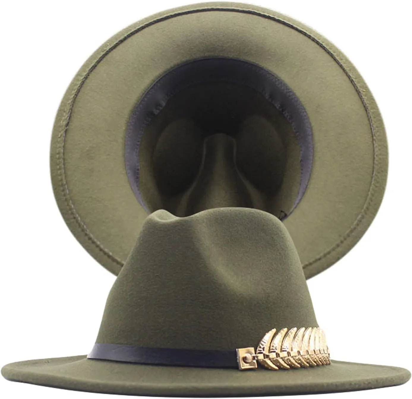 YOLAI Wide Brim Fedora Hats for Women and Men Classic Fel𝐭 Panama Hat Men'S Two Tone Dress Hat with Belt Buckle