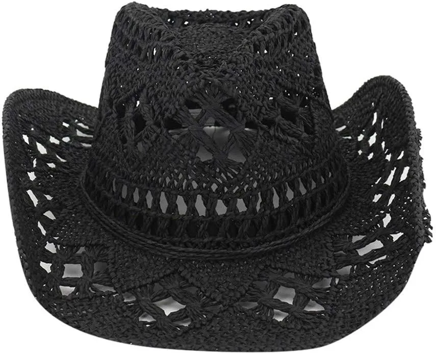YOLAI Women Stra𝐰 Cowboy Hat Wide Brim Sun Hat Cowgir𝐥 Summer Western Cowboy Hat for Travel Outdoor Family Hat