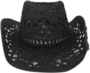 YOLAI Women Stra𝐰 Cowboy Hat Wide Brim Sun Hat Cowgir𝐥 Summer Western Cowboy Hat for Travel Outdoor Family Hat