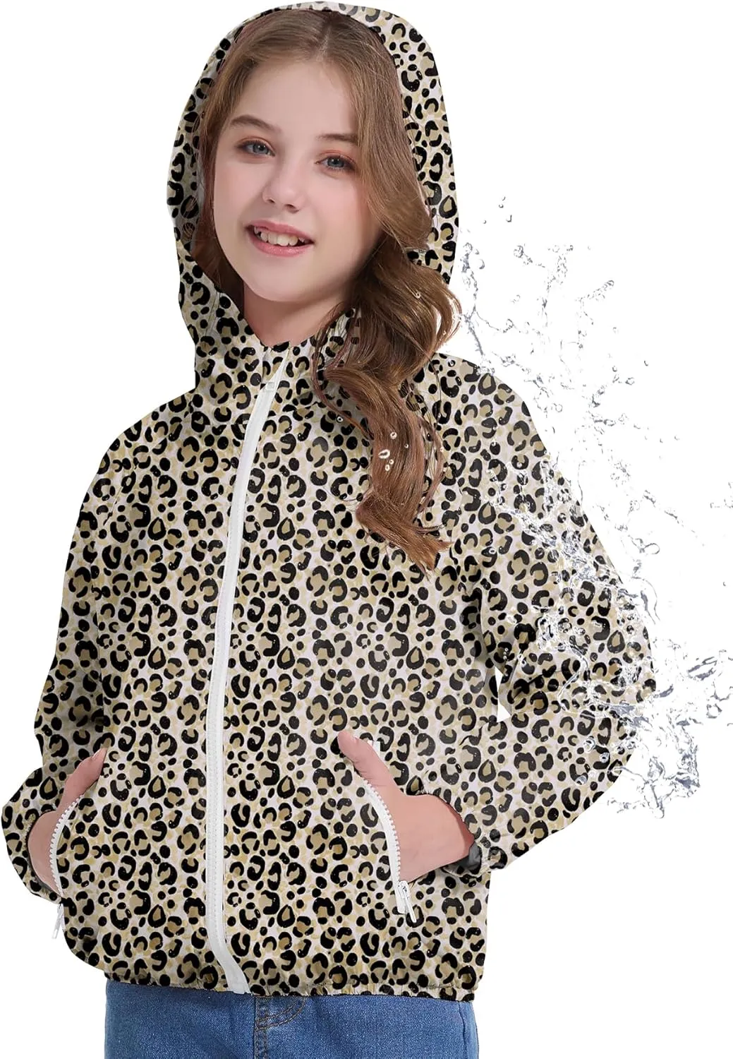 Zando Girls Rain Jacket Lightweight Waterproof Hooded Jackets Girls' Outerwear Jackets & Coats for Girls 4-10Y