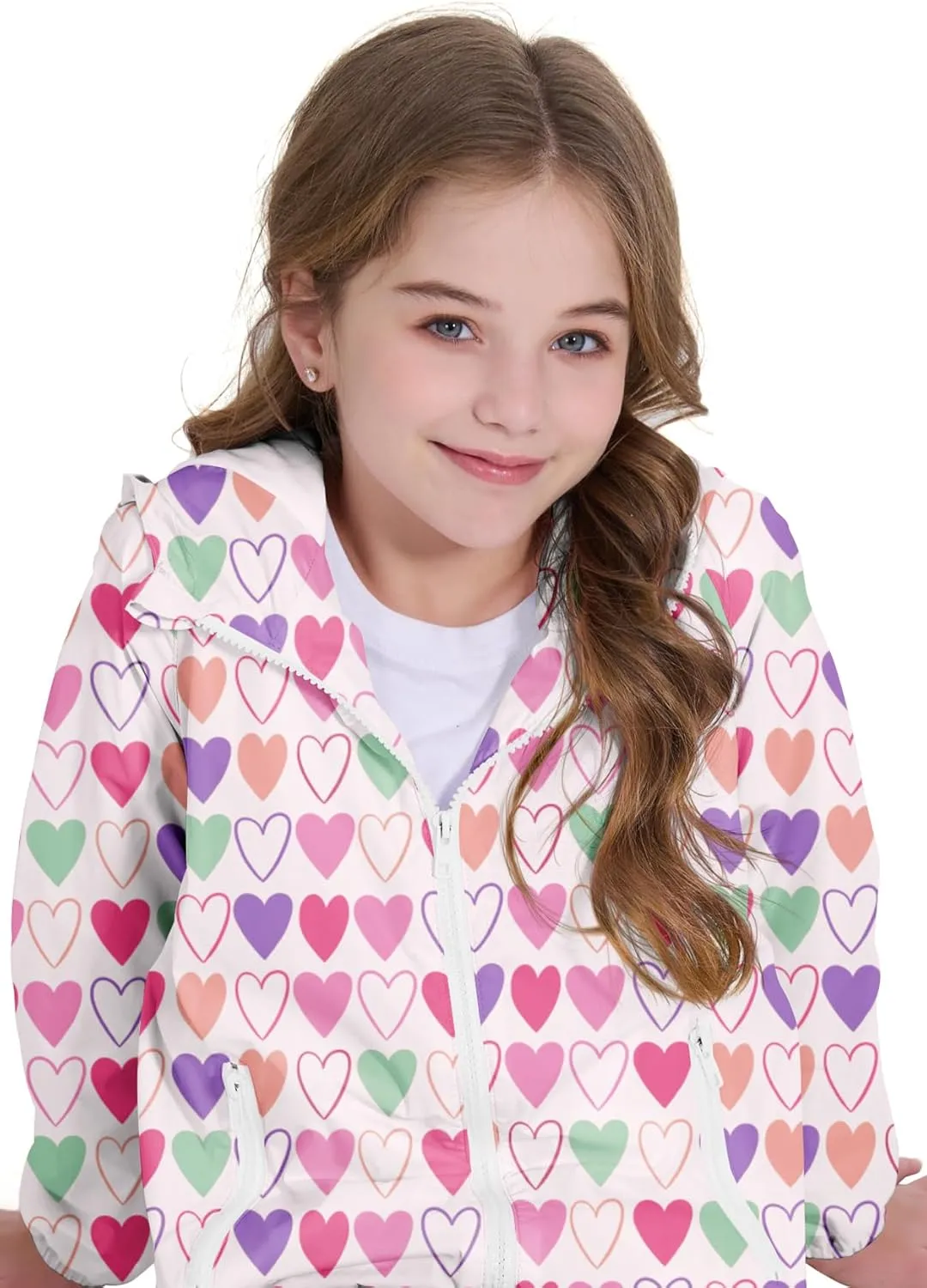 Zando Girls Rain Jacket Lightweight Waterproof Hooded Jackets Girls' Outerwear Jackets & Coats for Girls 4-10Y