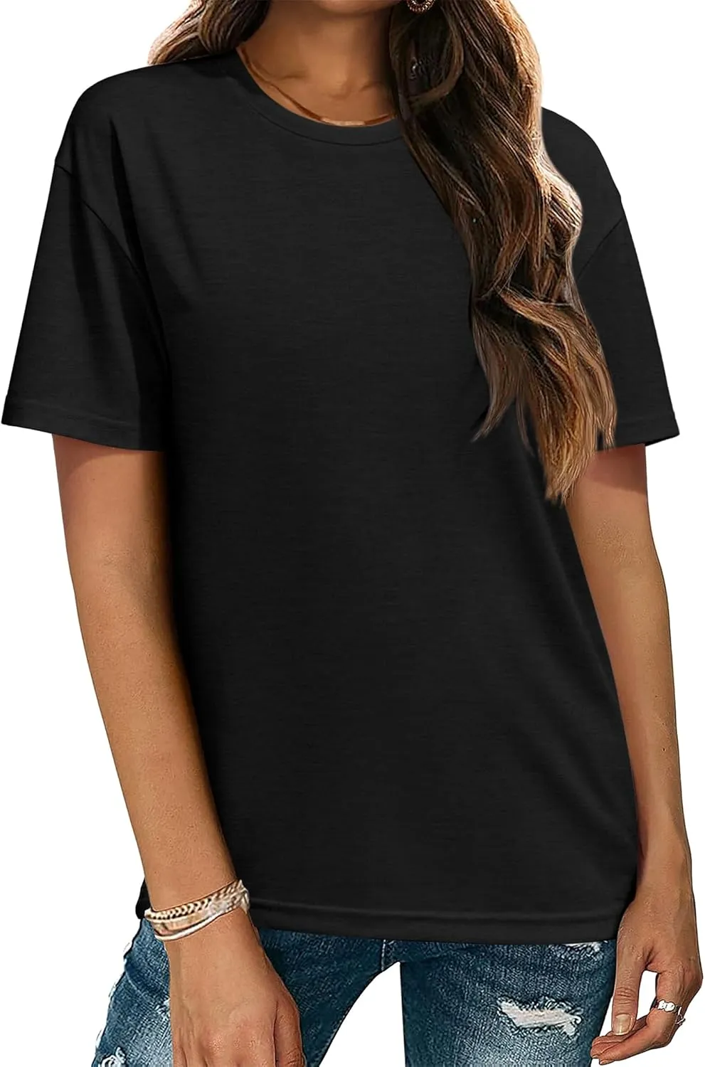 Zeagoo Women's T-Shirts Short Sleeve Tops Summer Casual Blouse Crew Neck Basic Shirt 2 Pack Loose Fit Tee