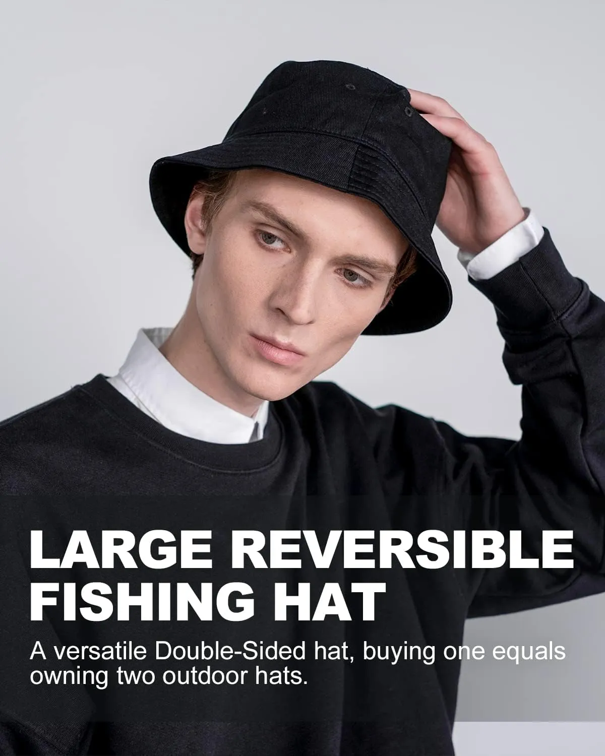 Zylioo Oversize XXL Bucket Hat for Men,XL Reversible Trendy Fisherman Hats,Large Travel Sun Hat Double Sided Women